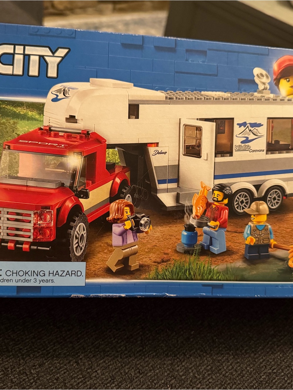 Lego Red Truck with White Camper and Minifigures